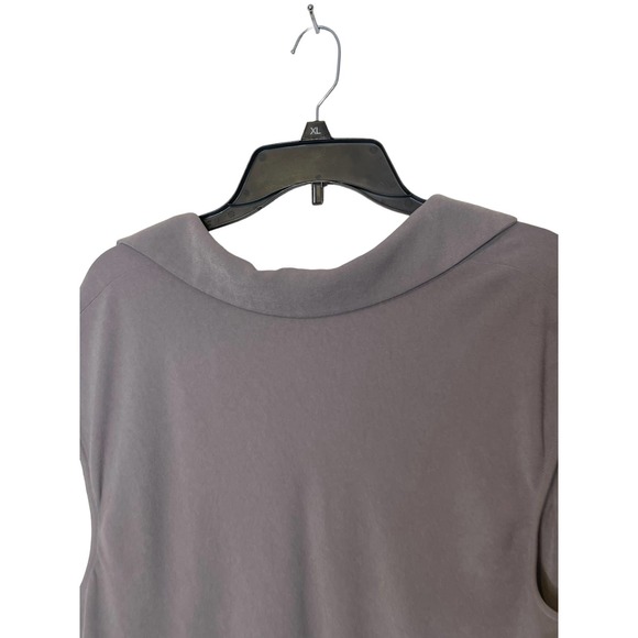 St.John Midi Sheath Dress Cowl Neck Women Size 12 Cap Sleeve Cinch Waist Gray - Picture 8 of 8